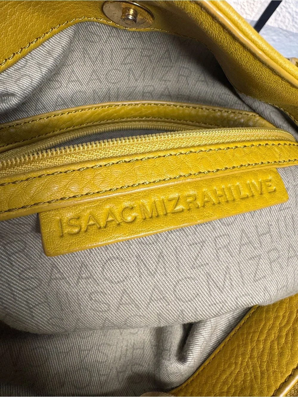 Isaac Mizrahi Leather Satchel Dijon Yellow Boho Crossbody Shoulder Bag
